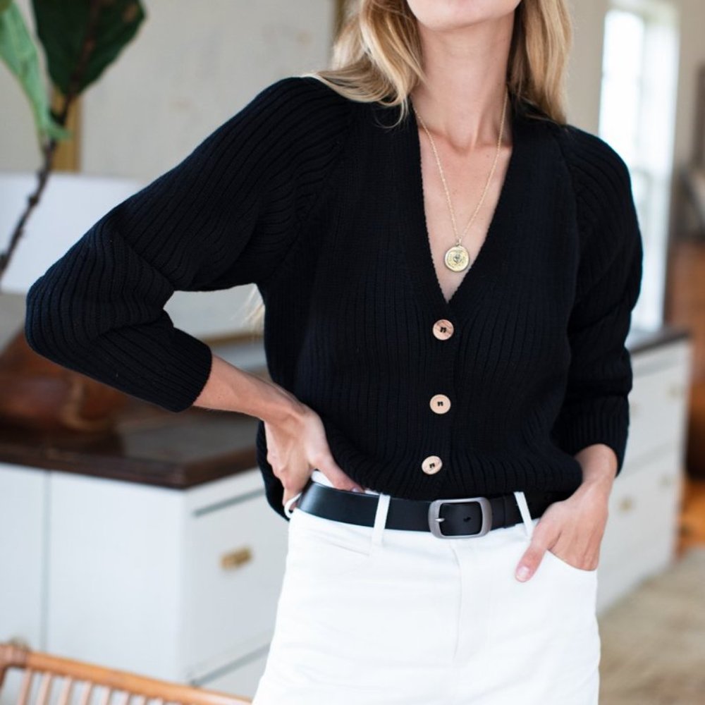 Emerson Fry Low V Neck Cardigan Black